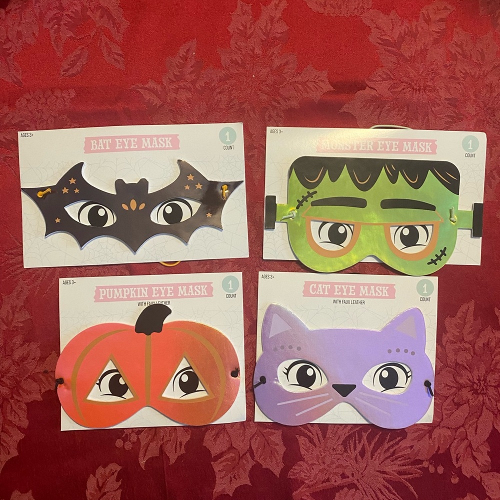 Halloween Eye Mask Set - Bat, Monster, Pumpkin, Cat